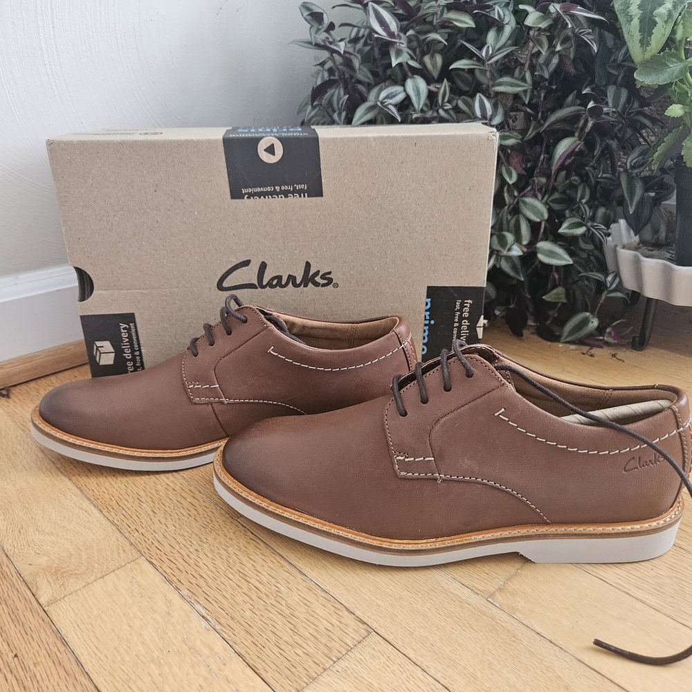 Clarks Men's Atticus Brown Leather Shoes - Picture 4 of 12